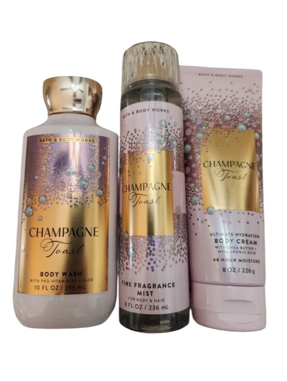 Bath & Body Works personal care products Champagne Toast scent Set Of 3 NEW